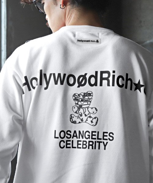 LUXSTYLE(ラグスタイル)/Hollywood rich.&(ハリウッドリッチ)裏毛Wハートサガラ刺繍トレーナー/トレーナー メンズ スウェット ハート ベア 裏毛 サガラ 刺繍/img12