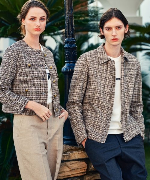 DEVEAUX バスケットツイード アビエータージャケット DEVEAUX