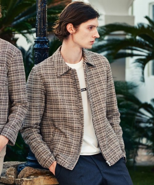 DEVEAUX バスケットツイード アビエータージャケット DEVEAUX