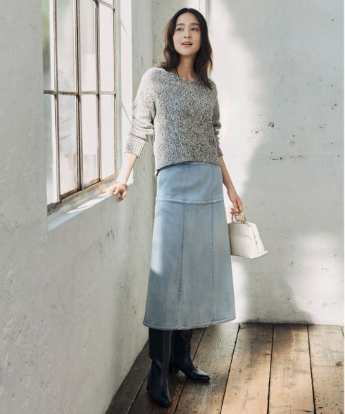 【洗える】ウスカルデニム スカート 