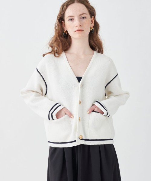 ハーフミラノ Vネックカーディガン また