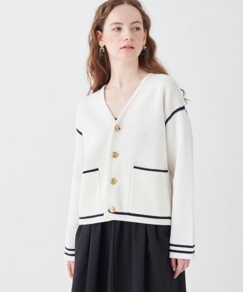 ハーフミラノ Vネックカーディガン また