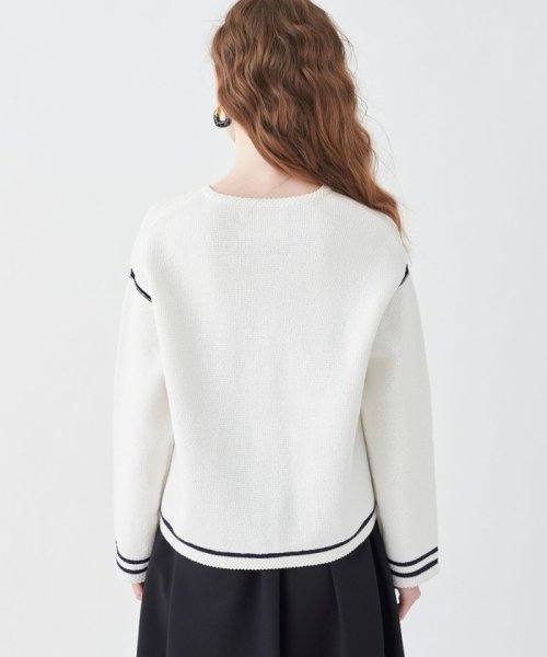 ハーフミラノ Vネックカーディガン また