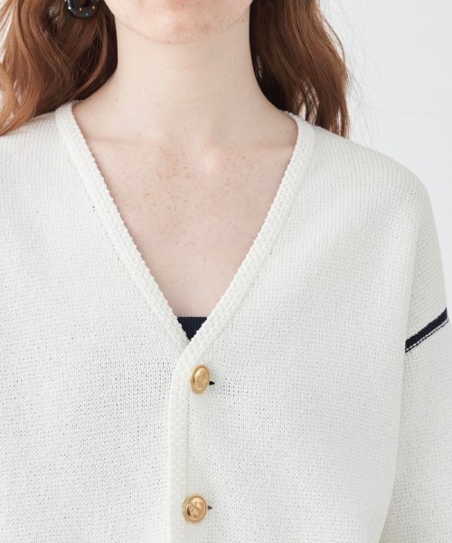 ハーフミラノ Vネックカーディガン また