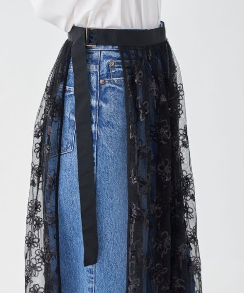 メッシュスパンコール ラップスカート 