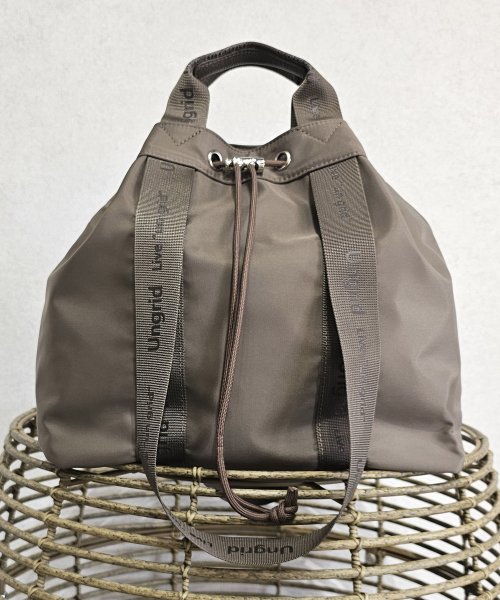 UNGRID bag(アングリッド　バッグ)/ナイロン ロゴテープ　牛革ハンドル　2WAY 巾着トートバッグ/img30