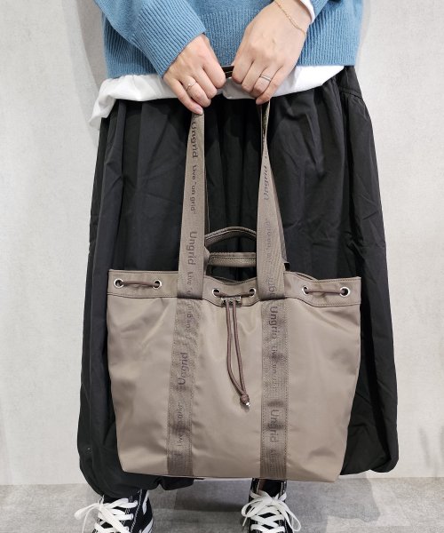 UNGRID bag(アングリッド　バッグ)/ナイロン ロゴテープ　牛革ハンドル　2WAY 巾着トートバッグ/img39