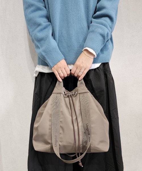 UNGRID bag(アングリッド　バッグ)/ナイロン ロゴテープ　牛革ハンドル　2WAY 巾着トートバッグ/img40