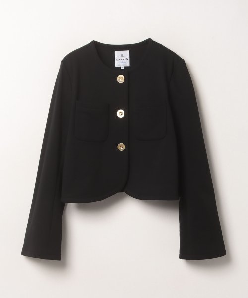 裏毛ノーカラーショートジャケット 