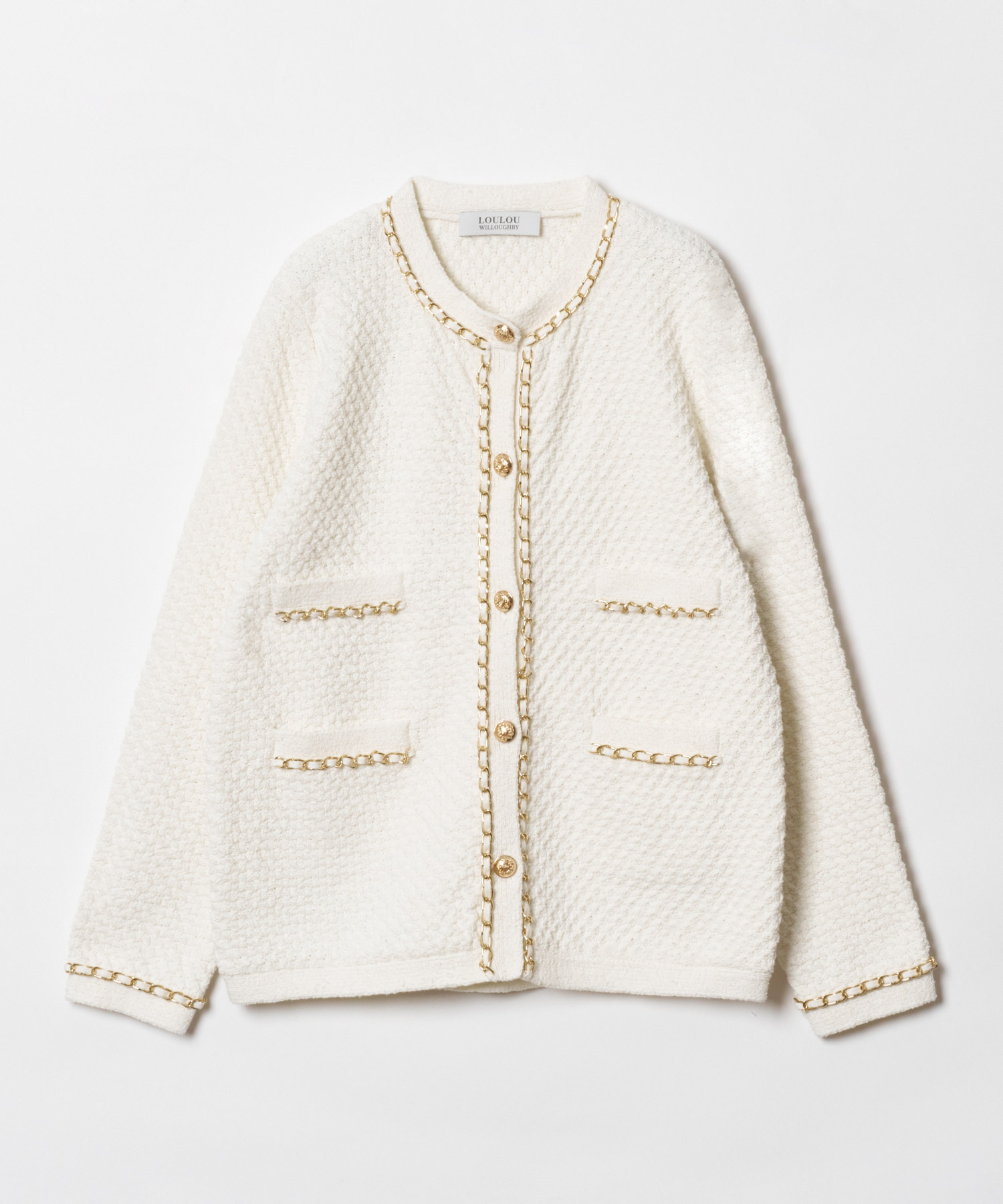 LOULOU WILLOUGHBY 24SS チェーントリムクルーカーディガン LOULOU WILLOUGHBY 24SS チェーントリムクルーカーディガン