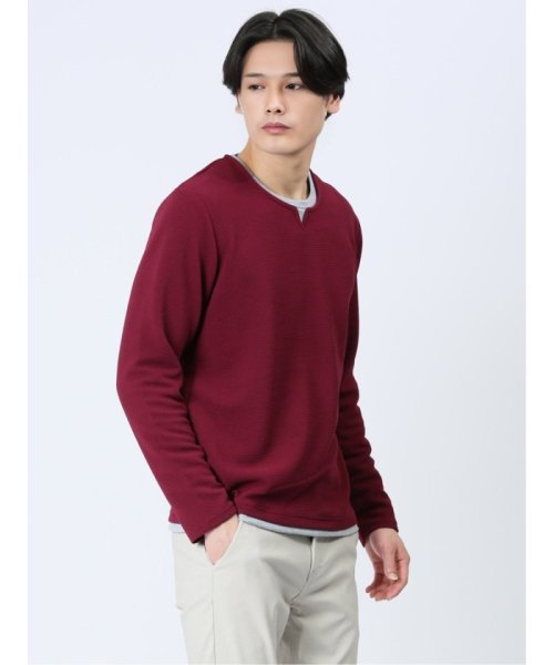 ふくれワッフル フェイクキーネック長袖Tシャツ メンズ Tシャツ カットソー カジュアル インナー ビジネス ギフト プレゼント 人気・おすすめ｜使いやすい・旅行におすすめ 品質保証 全国発送 正規品・日本国内発送・安心保証付き