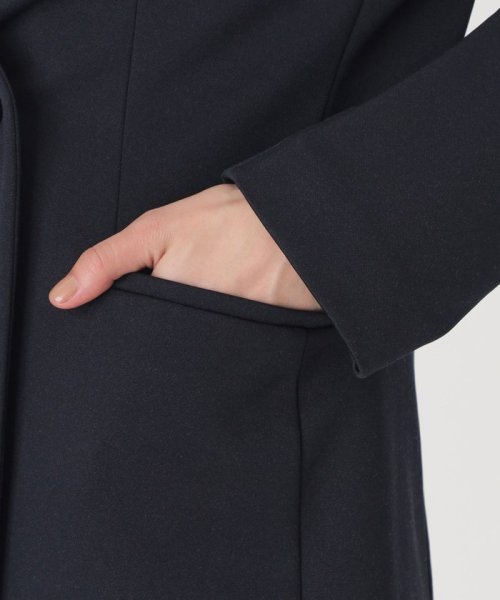 【着心地抜群/セットアップ】バイカラージャージーノーカラージャケット ジャージー素材なので