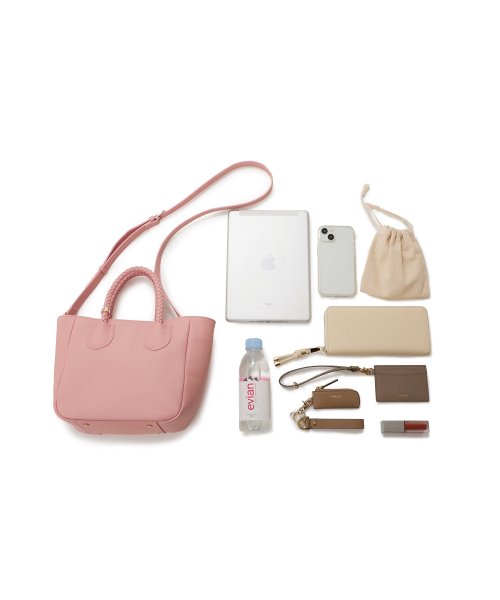 【TREASURE TOPKAPI】シュリンクレザー メッシュハンドル ショルダー付き ミニ トート バッグ 