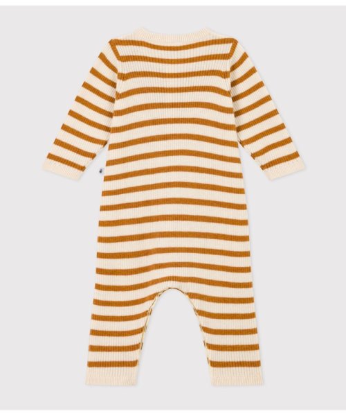 PETIT BATEAU(プチバトー)/ニットボーダー前開きロンパース/img01