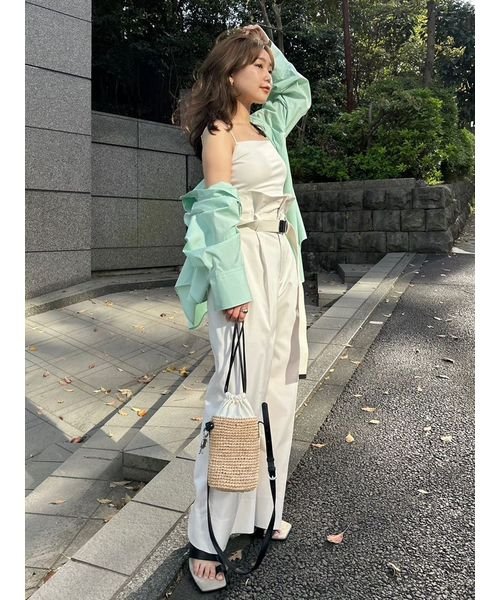 【00サイズあり】ベルト付きハイウエストワイドパンツ 予めご了承ください