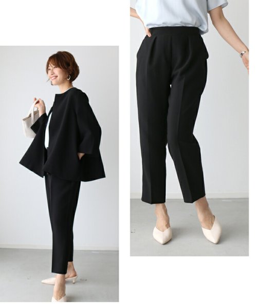 【スーツ部門No1獲得】アラフォー女性の為の「今どきスーツ」脱！いつものお仕事服 フォーマルスーツ（セットアップ） ジャケット 　レーヨン　18％　 　ポリウレタン　5％ パンツ 一部ゴム レーヨン　18％ 今どきスーツ ジャケットがM～L共通サイズ 5cm素材　ポリエステル　77％　 ポリウレタン　5％