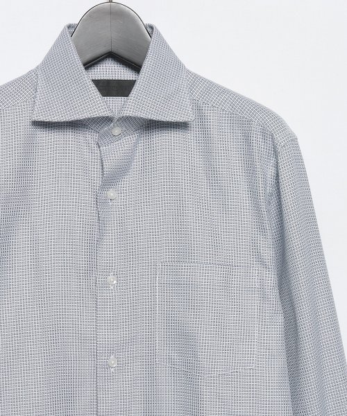 D'URBAN(ダーバン)/ブルー×ホワイトマイクロチェックドレスシャツ(ワイドカラー)/img02