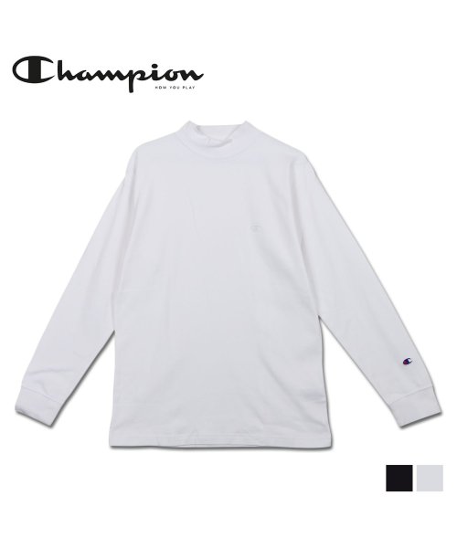 CHAMPION(チャンピオン)/チャンピオン Champion Tシャツ 長袖 ロンT カットソー メンズ 無地 モックネック LONG SLEEVE T－SHIRT ブラック オフ ホワイト/img01