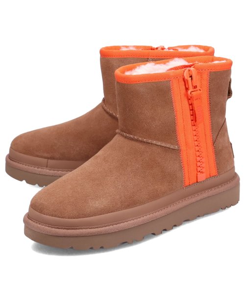 UGG アグ ブーツ ムートンブーツ クラシック ミニ ジッパー テープ ロゴ レディース ショート CLASSIC MINI ZIPPER TAPE LOGO UGG アグ クラシック ミニ ジッパー テープ ロゴ CLASSIC MINI ZIPPER TAPE アップサイクルウール 60％/リヨセル 40％