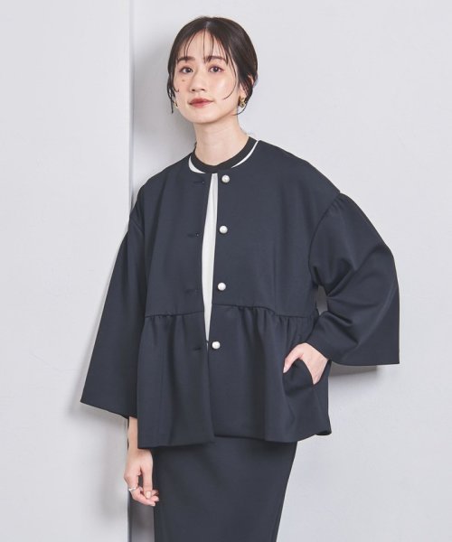 SPONGY パールモチーフ ノーカラー ジャケット SPONGY ブラウス B82 W57 H84 着用サイズ：M