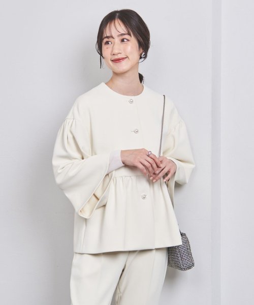 SPONGY パールモチーフ ノーカラー ジャケット SPONGY ブラウス B82 W57 H84 着用サイズ：M