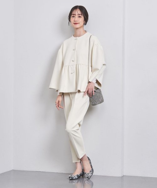 SPONGY パールモチーフ ノーカラー ジャケット SPONGY ブラウス B82 W57 H84 着用サイズ：M