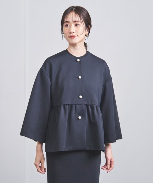 SPONGY パールモチーフ ノーカラー ジャケット SPONGY ブラウス B82 W57 H84 着用サイズ：M