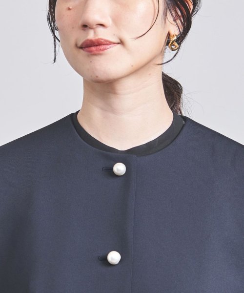 SPONGY パールモチーフ ノーカラー ジャケット SPONGY ブラウス B82 W57 H84 着用サイズ：M