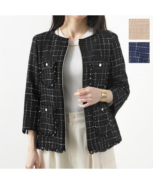 HERNO ツイードジャケット CASUAL TWEED GA000236D 13162 HERNO ツイードジャケット CASUAL TWEED GA000236D ノーカラー 七分袖