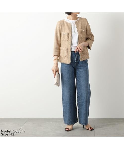 HERNO ツイードジャケット CASUAL TWEED GA000236D 13162 HERNO ツイードジャケット CASUAL TWEED GA000236D ノーカラー 七分袖