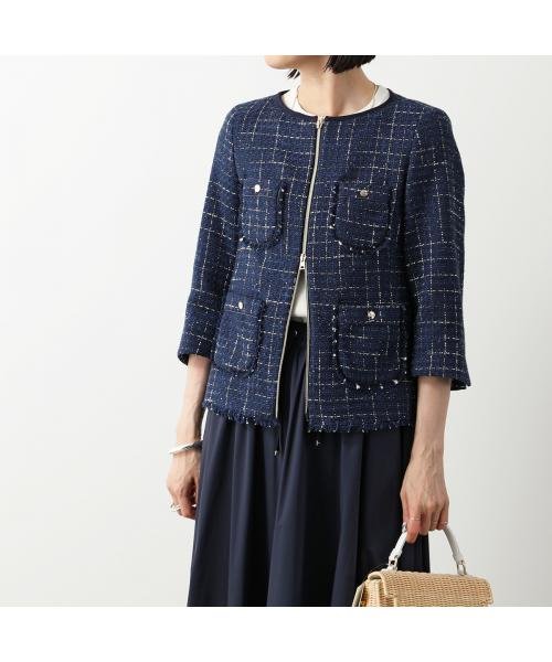 HERNO ツイードジャケット CASUAL TWEED GA000236D 13162 HERNO ツイードジャケット CASUAL TWEED GA000236D ノーカラー 七分袖