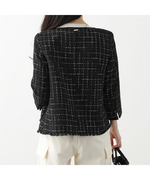HERNO ツイードジャケット CASUAL TWEED GA000236D 13162 HERNO ツイードジャケット CASUAL TWEED GA000236D ノーカラー 七分袖