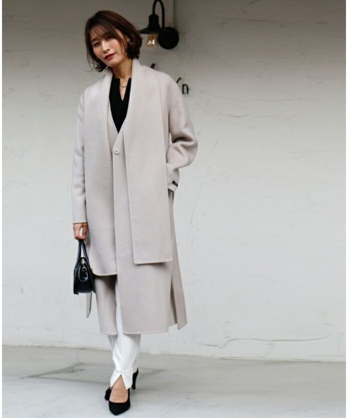 着こなし力抜群！アレンジ自由自在マフラー付きロングコート Ehre style