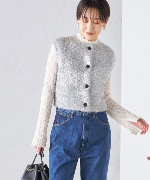 SHIPS WOMEN(シップス　ウィメン)/*〈手洗い可能〉グリッター ラメ フェザー ベスト 24SS ◇/img58