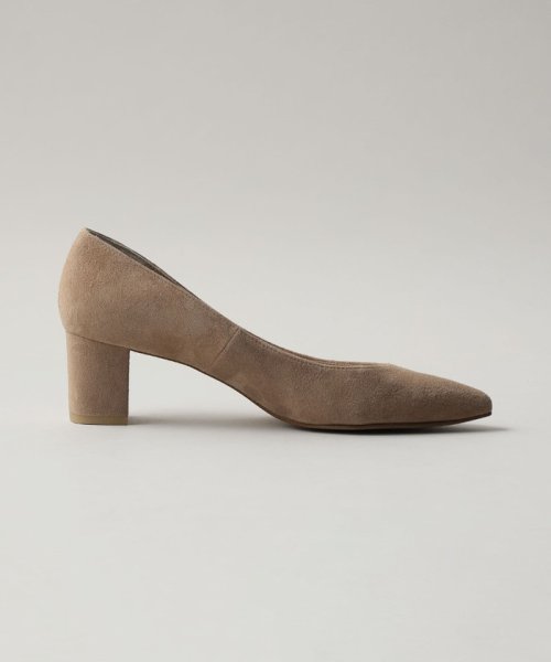 ポインテッドブロックヒール パンプス55↓↑ あらかじめご了承ください