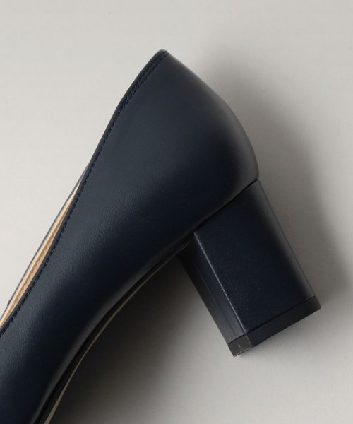 ポインテッドブロックヒール パンプス55↓↑ あらかじめご了承ください