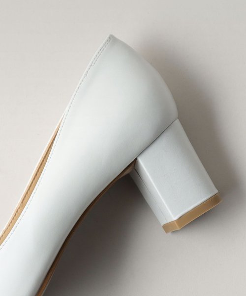 ポインテッドブロックヒール パンプス55↓↑ あらかじめご了承ください