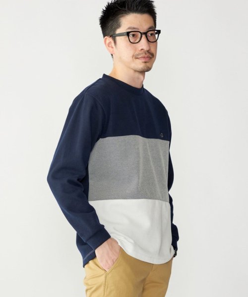 SHIPS MEN(シップス　メン)/*SHIPS: ワンポイント ロゴ 3パネル バーズアイ クルーネック ロングスリーブ Tシャツ/img19