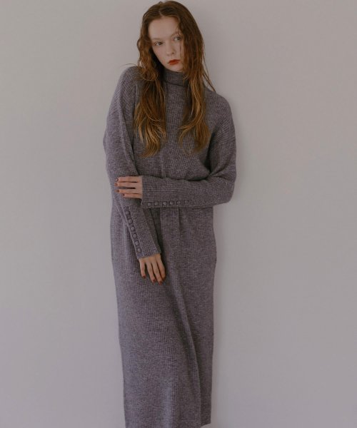 MIELI INVARIANT(ミエリ インヴァリアント)/Button Rib Knit Onepiece/img01