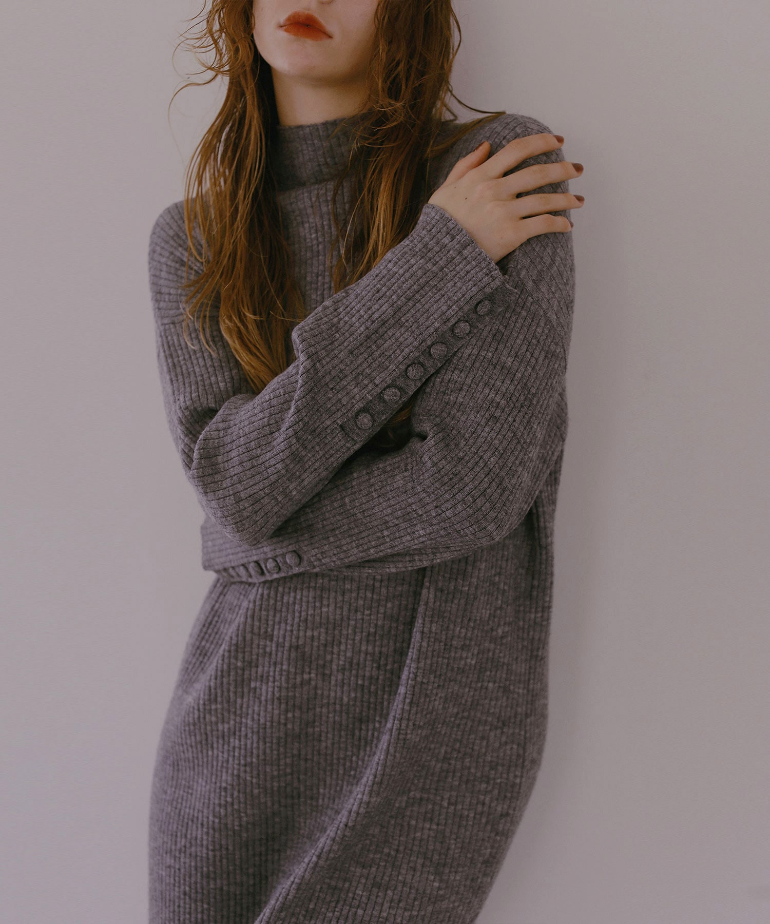 ミエリ インヴァリアント(MIELI INVARIANT) |Button Rib Knit Onepiece