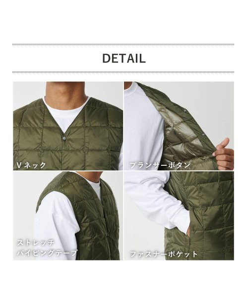 TAION(タイオン)/ TAION タイオン インナーダウン ベスト アウター メンズ ベーシック Vネックボタン 防寒 V NECK BUTTON DOWN VEST ブラック グ/img06