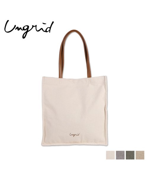 Ungrid(アングリッド)/ アングリッド Ungrid トートバッグ キャンパス ラージ レディース A4対応 大きめ ウォッシュド コットン TOTE BAG アイボリー グレー カー/img01