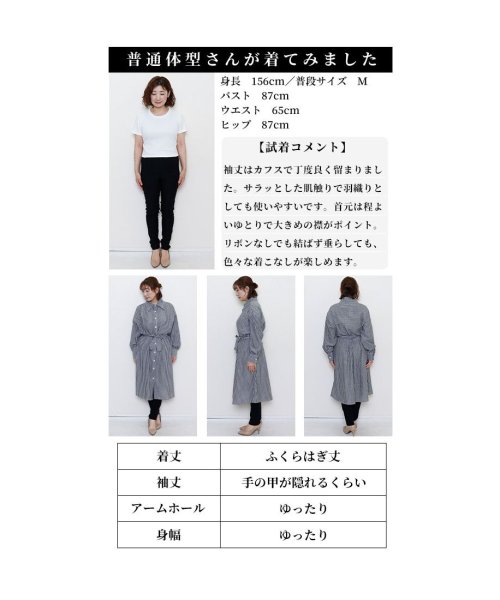 Sawa a la mode(サワアラモード)/着こなし選べるストライプ柄ロングシャツ/img25