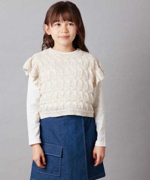 a.v.v(KID'S)(アー・ヴェ・ヴェキッズ)/[100－130]【2点セット】透かし編みカラーネップベストセット/img11