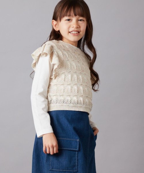 a.v.v(KID'S)(アー・ヴェ・ヴェキッズ)/[140－150]【2点セット】透かし編みカラーネップベストセット/img12