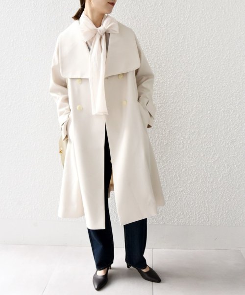 SHIPS any: ドライツイル ショールカラー Aライン コート［NAVY BLUE］ SHIPS any ドライツイル