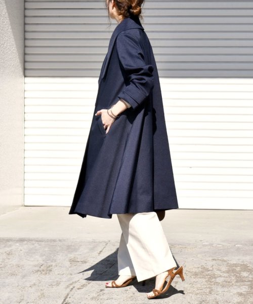 SHIPS any: ドライツイル ショールカラー Aライン コート［NAVY BLUE］ SHIPS any ドライツイル