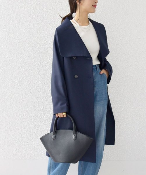 SHIPS any: ドライツイル ショールカラー Aライン コート［NAVY BLUE］ SHIPS any ドライツイル
