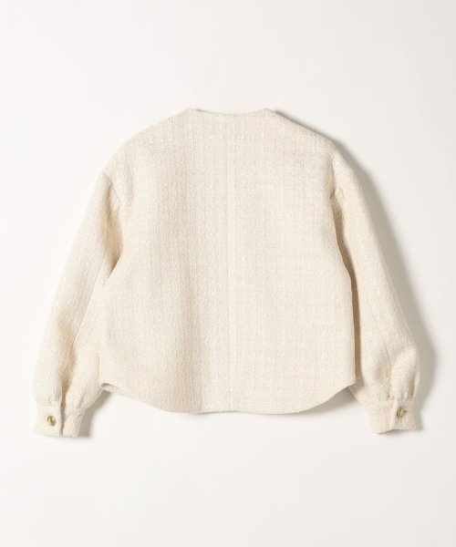 SHIPS any: ツイード パフスリーブ ショート ジャケット［NAVY BLUE］ ノーカラージャケット H1439140760(11011円)