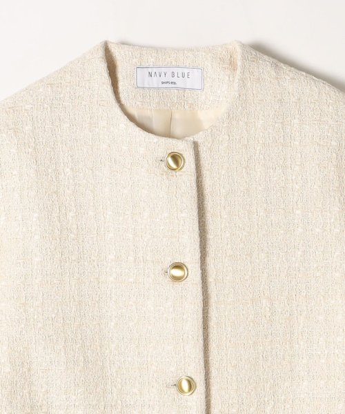 SHIPS any: ツイード パフスリーブ ショート ジャケット［NAVY BLUE］ ノーカラージャケット H1439140760(11011円)